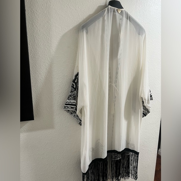 Twinset luxury Kaftano kimono/ top with fringes sequins - Picture 10 of 11